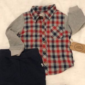 Boys Pippa & Julie button-up shirt and sweat pants/ joggers. Size 4T